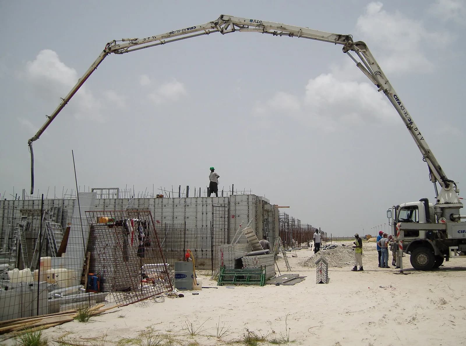 Sample photo, decking work in Nigeria: Concrete pump