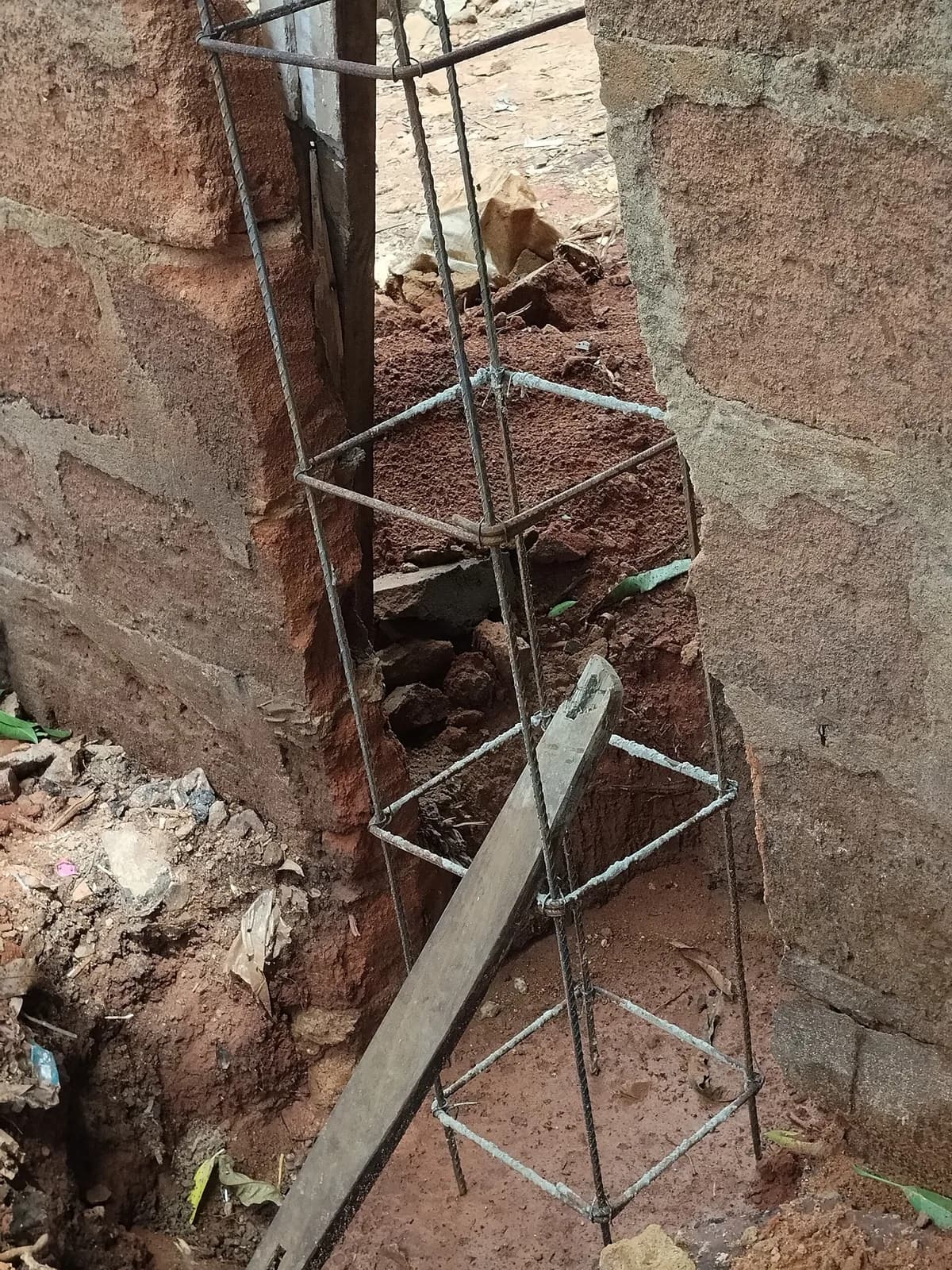 Sample photo, pillars / columns work in Nigeria: Reinforced Column Base for Fence Foundation